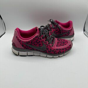 Nike Free 5.0 Cheetah Print Pink Athletic Running Shoes 511281-660 Women's 7